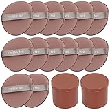 Songaa Powder Puff with Air Cushion Powder Puff 14 Pieces, Round Air Cushion Makeup Sponges for Foundation with Portable Box, Blending Sponge for Liquid Foundation, Cream, Powder, Concealer Coffee