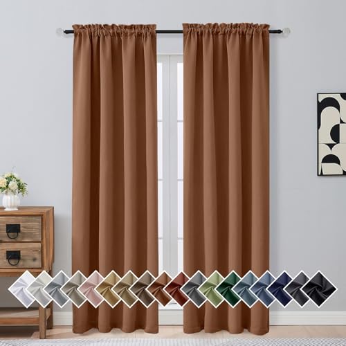Image of Sun Baked Blackout Curtains for Bedroom 84 Inch Length 2 Panels, Soft Fabric Thermal Insulated Curtains for Living Room, Dual Rod Pocket Design Modern Window Treatment Drapes, 2x40Wx84L Inches