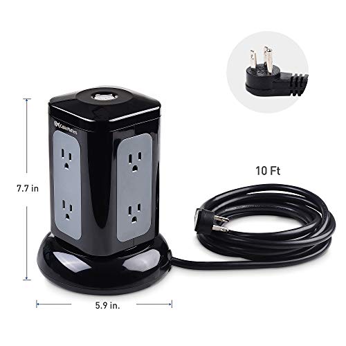 Cable Matters 6 Outlet Surge Protector Tower With 4 Usb Charging Ports (4.2A In Total) And 10 Feet Extra Long Power Cord In Black #TOP5
