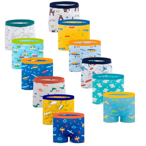 JackLoveBriefs Boys Cotton Boxer Briefs Toddler Kids Underwear 12 Pack 1-3 Years Light Blue Size: S