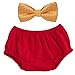 Boy Cake Smash Outfit Infant Baby Shorts Bloomers Bottoms Diaper Nappy Bowtie Clothing Set First Birthday Christmas Party Red & Yellow One Size