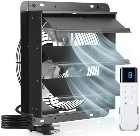 addlon 12 Shutter Exhaust Fanwith Remote Control, 8 Speeds 25W Energy Efficient DC Motors, 1200CFM, 8-Hour Timer, Garages/Greenhouse/Attic/Chicken Coop Ventilation Fan,Low Noise, Plug &amp; Play