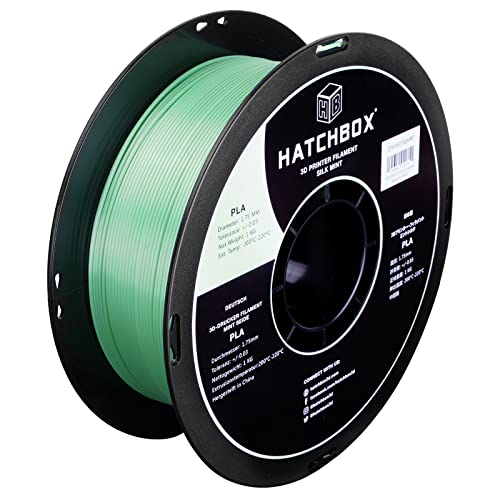 HATCHBOX Silk PLA Filament pour imprimante 3D, prÃ©cision dimensionnelle +/- 0,03 mm, bobine de 1 kg, 1,75 mm, menthe