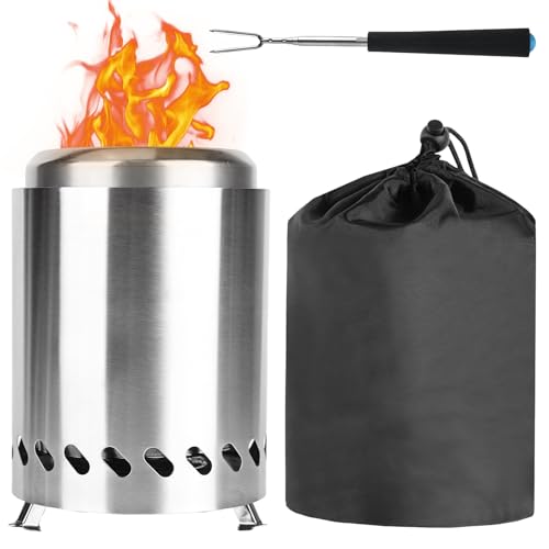 YYTECH Brasero Exteriores, Brasero sin Humo Acero Inoxidable Mini Chimenea de Mesa Cesta para Fuego Barril de Fuego con Bolsa de Almacenamiento, decoración de balcón terraza jardín