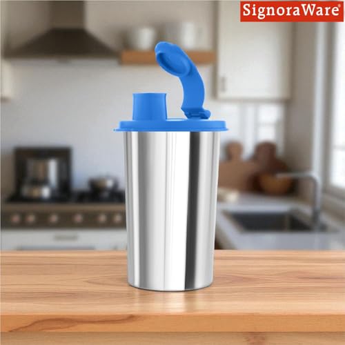 Image of SignoraWare Mini Stylish Stainless Steel Sipper | Airtight & Leakproof | Sleek & Compact Design | Ideal for Office, School, Gym & Outdoor Use | Travel-Friendly for Kids & Adults (300ml | TBlue)