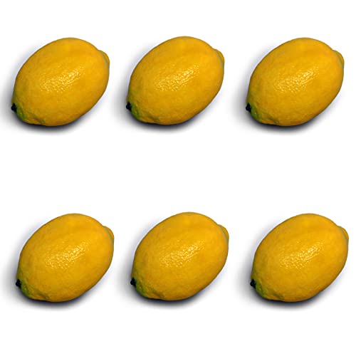 Limones artificiales falsos paquete de 6 frutas para florero, relleno de hogar, cocina, fiesta, decoración verde (FF4x6-FBA) Cover