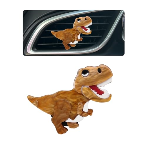 Image of ORIESSE Dinosaur Car Accessories,Cute Cartoon Car Air Freshener Vent Clip,Funny Dashboard Decor for Women Teens,Refillable Aroma Diffuser with T-Rex Design