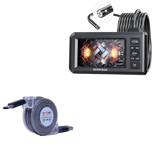 BoxWave Cable Compatible with Depstech Borescope Dual Lens Borescope (Industrial Inspection) - miniSync - USB-A to USB Type-C, Retractable Cable 5 Pre-Set Lengths Avoid Tangles