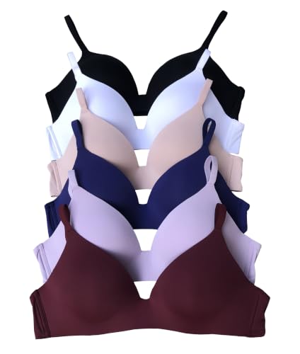 Image of Viola's Secret 6 Pack of Color Print T-Shirt Bras B Cup C Cup and D Cup