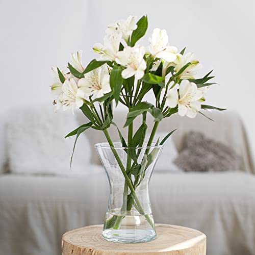 Bloemenvaas, glas, glazen vaas voor bloemen, glazen bloemenvaas, tafelvaas, decoratieve vaas, transparante glazen vaas, decoratieve vaas van glas, woonkamer decoratie, decoratieve vaas, 1325 ml, H 19 cm, Aster - Afbeelding 5