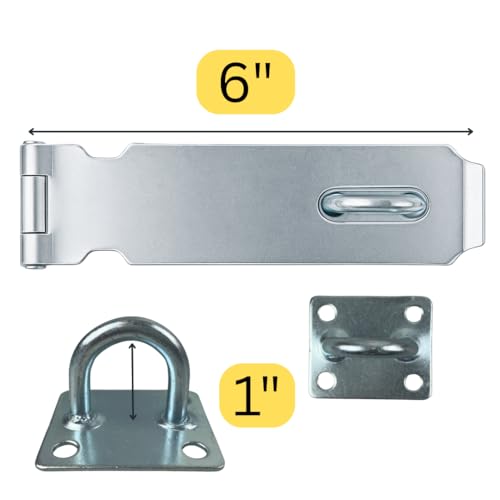 Image of DOVETAIL 6 inch (15.24 cm) Galvanized Pad Bolt Hasp | Easy Installation with Included Screws | Suitable for Gates & Cabinets | Rust-Resistant | Versatile Security Solution