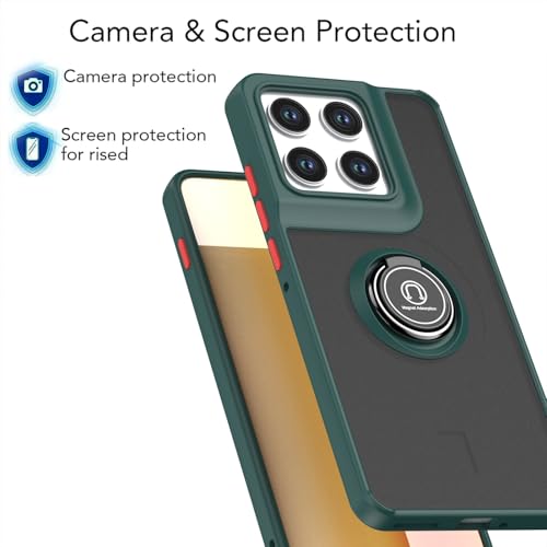 Image of QUIETIP Case for Motorola Edge 70 with Screen Protector,Magnetic Ring Car Stand Silicone Translucent Matte Drop Protection Cover,Green