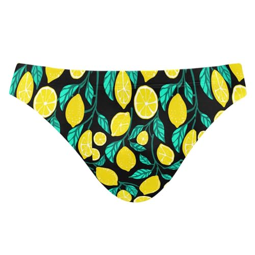 Lemon Fruit Summer Mens Swimwear Swim Briefs Bikini Swimsuit for Summer Beach L B0405078