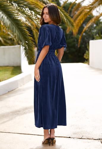 Image of Sissyaki Velvet Maxi Dress Fall Wedding Guest Dress 2026 | Semi Formal to Formal Events, Family Pictures, Holiday Party Dinner Dress