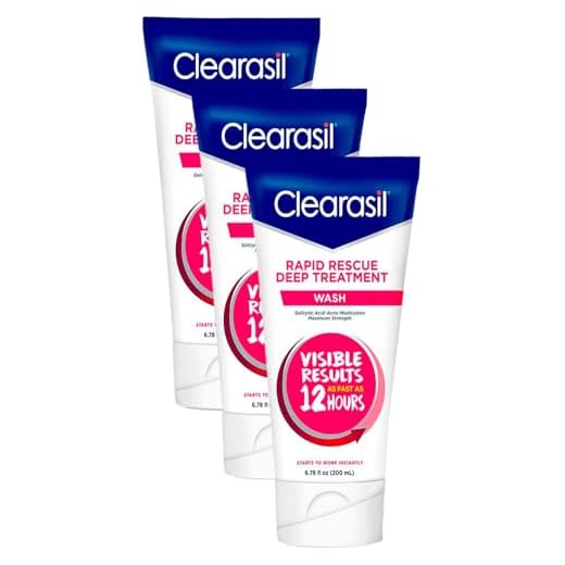 Clearasil Rapid Rescue Deep Treatment Acne Face Wash, Maximum Strenght with 2% Salicylic Acid Acne Medication, Acne Facial Cleanser, 6.78 fl oz (Pack of 3)