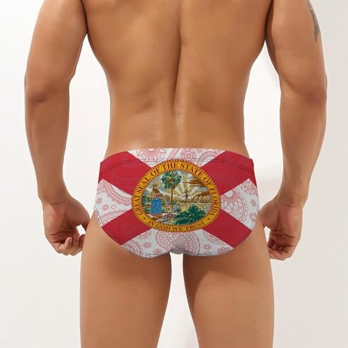 Florida State Flag Paisley Pattern Novelty Men's Brief Swimwear Pants Swimming Trunks Beach Shorts Underwear2