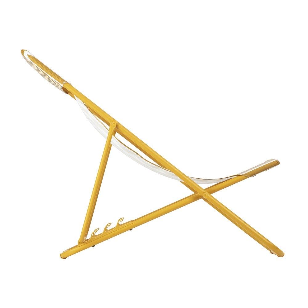 Lafuma Sedia a sdraio pieghevole multi-posizione Maxi Transat Airlon (Giallo Rayure Miel)