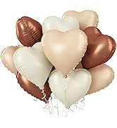 Brown Apricot Heart Balloons, 10Pcs Coffee Cream Beige Foil Heart Shape Balloons, 18inch Nude Neu...