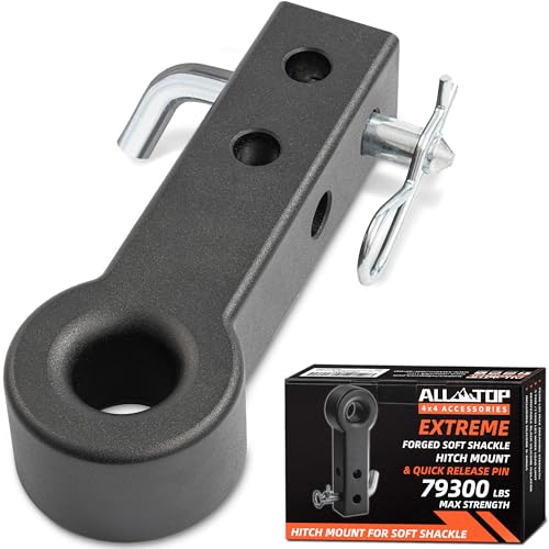 ALL-TOP Soft Shackle Hitch Mount for 2 Receiver 79300Lbs Break Strength 11000Lbs WLL Oversize Smooth Corner Hole for Large Soft Shackles with Dia up to 1.34in