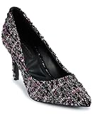 KARL LAGERFELD Women's Royale Tweed Pointed Toe Dress Pump, Black/Deep Plum, 8.5