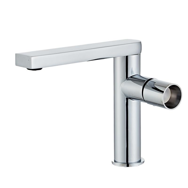 Mitigeur de salle de bains pour vasque moderne design noir poli et chrome