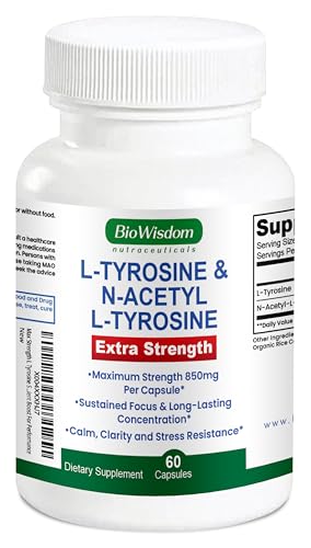 Max Strength L Tyrosine Supplement & N Acetyl L Tyrosine Peak Focus Alertness Concentration Body & Mind Energy. L-Tyrosine 850mg Per 1 Capsule. A Well-Being Nutrient Boost For Performance