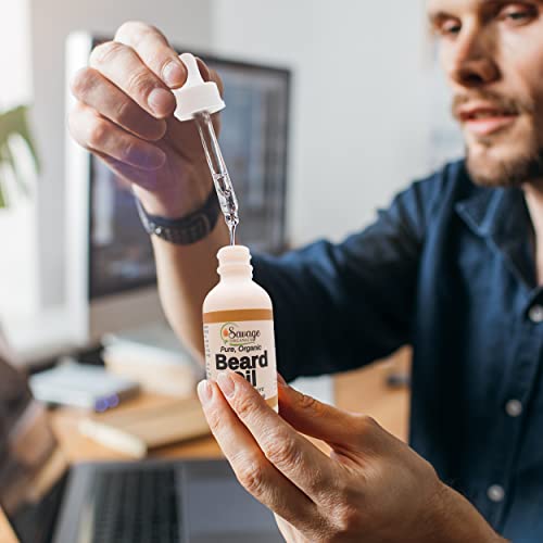 Savage Organics Organic Beard Oil Revitalize Dry, Itchy Beard With Our Organic Beard Oil, Enhanced Conditioning Formula For Optimal Nourishment & Moisture-2 Oz Glass Bottle #TOP2