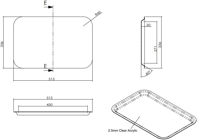 Miniatura 7 de YBSVO Bandeja de acrílico transparente para panadería, 20 14" x 13 716", paquete de 3
