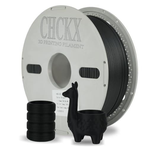 CHCKX PA6-GF 10% Glass Fiber Nylon Filament 1KG,Lower Abrasion Than Carbon Fiber, Heat Resistant to 135°C, 1.75mm 3D Printing Filament,Black