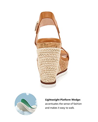 Image of Coutgo Women's Espadrille Wedge Platform Sandals Open Toe Ankle Buckle Strap Casual Summer Shoes
