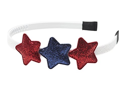 Anna Belen Girls"Veronica" Shiny Puffy Stars Headband O/S Red White Blue