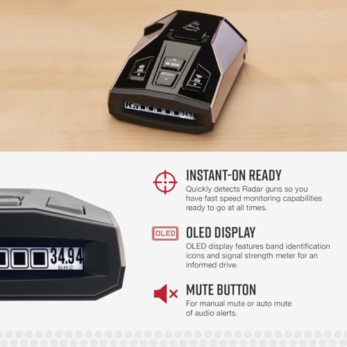 Image of Cobra RAD 450 Laser Radar Detector: Long Range, False Alert Filter, Voice Alert & OLED Display, Black, RAD450