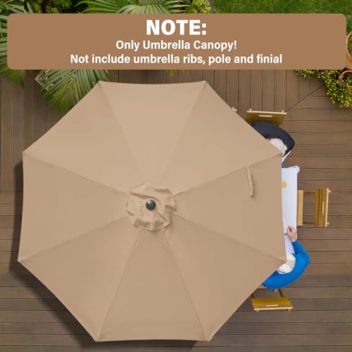 HealSmart Pacote com 2 capas de substituição de pátio de 2,8 m com 8 nervuras para guarda-chuvas de