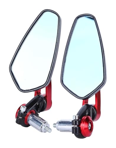 Espejos de moto de 22 mm con ajuste rotativo y visión trasera ampliada en aluminio rojo