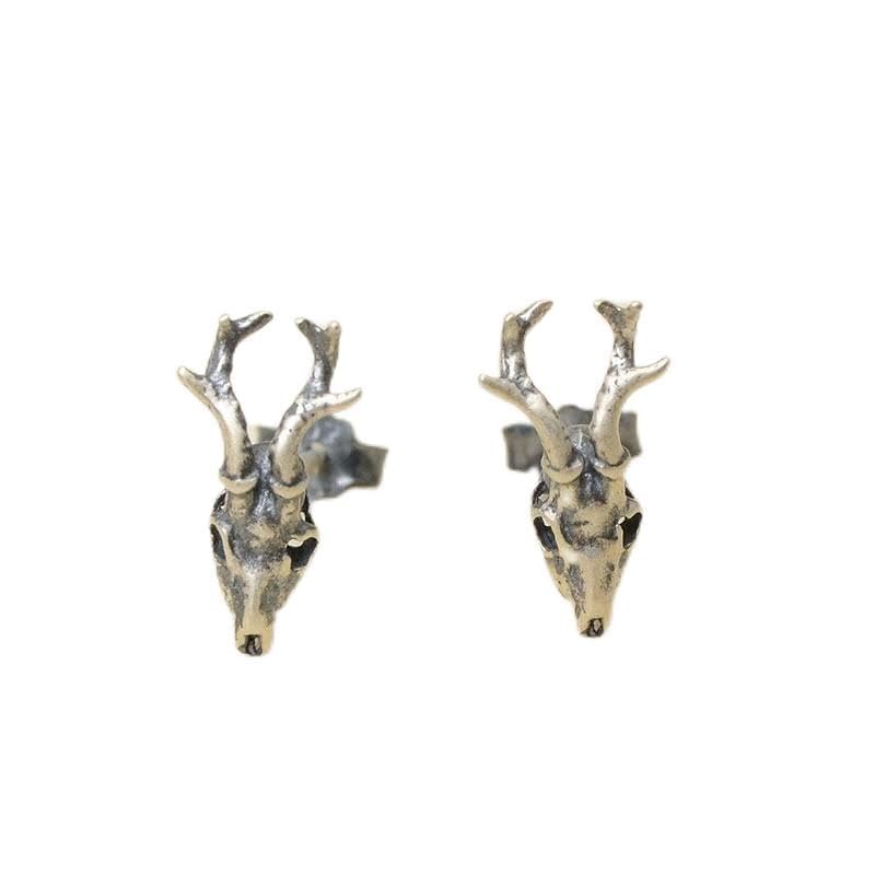 ZLING Pendientes De Plata De Ley 925, Alfiler De Oreja De Calavera De Ciervo Gótico Unisex, Pendiente De Piercing con Personalidad Creativa, Joyería