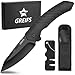 Messe mit günstig Kaufen-GREIFS® Klappmesser G1 (Zweihandmesser) mit Messerschärfer und Tasche, EDC Messer Outdoor & Survival Taschenmesser, Überlebensmesser, Jagdmesser (Black)