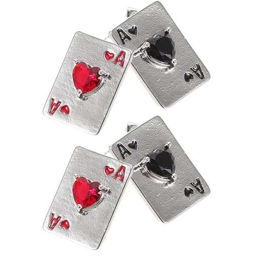 MOKKHNB Pendientes de Póker Forma de Corazón para Mujer, 2 Pares de Cobre Brillantes de Imitación, Ajuste Cómodo y Brillo Duradero para Cita o Día Laboral