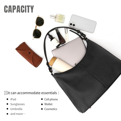 Image of Hobo Bag for Women Genuine Leather Purses Work Casual Shouldler Bag with Two Adjustable Straps