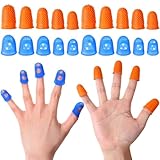 Zonon 20 Pieces Rubber Thimble Hand Sewing Silicone Finger Tips Protector Guard 5 Sizes Finger Pads Grips for Quilting Knitting Sorting Task Embroidery Paperwork Carving Handwork(Blue,Orange)