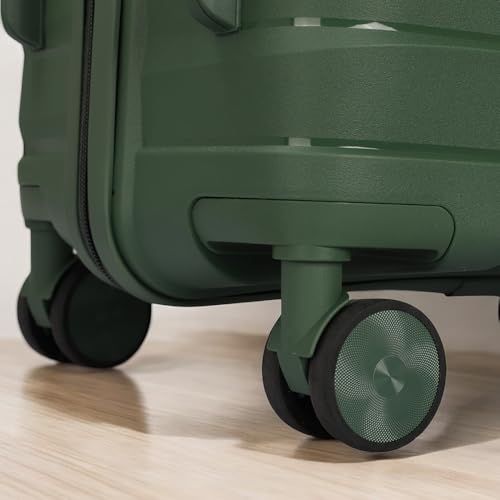 Image of 3G Vacanza Series 2 Polypropylene Unbreakable Hard-Sided Cabin Luggage Trolley Bag with TSA Lock | Bottle Green 55 cm