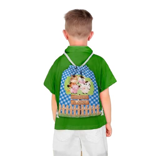 Mochilinha Bag Infantil Personalizado com Nome e Idade Fazendinha Animais Azul (Mochilinha 20x30, Unidades, 05)