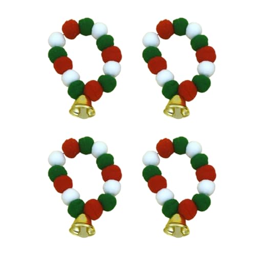 4Pieces Lovely Cats Collars Soft Pompoms for Daily Party Wear Pet Supply