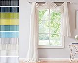 Red Co. Semi Sheer Beige Window Scarf, 54 by 144 Inches Long, Decorative Curtain Accent Window Valance