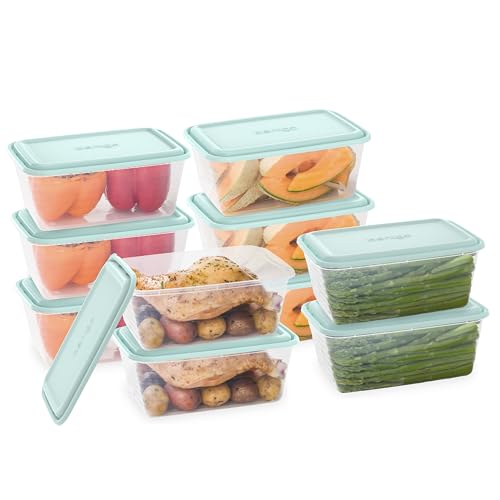 Bentgo Prep - 20-Piece Deep-Dish Storage Containers, Extra-Large 8-Cup Capacity for Meal Prep & Leftovers, Reusable, PFAS & BPA-Free, Durable, Microwave, Freezer, & Dishwasher Safe (Aqua Splash)