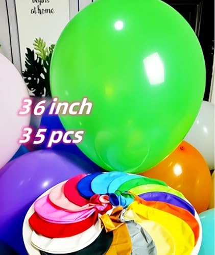 Image of 35 Pack Giant Balloons 36 Inch 17 Kinds Colors Latex Colorful Party Big Balloon Bulk for Various Party Events Decorations