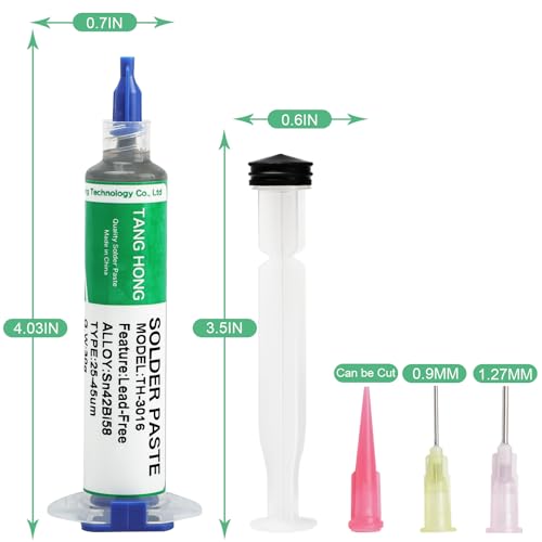 Image of TH-3016 Solder Paste & TH-2530 Solder Wick Set,Sn42% Bi58% Lead Free Solder Paste,138℃ Liquid Solder Paste 30g (1 Pack), 10Ft Desoldering Wick Braid (1 Pack),For electronic Soldering