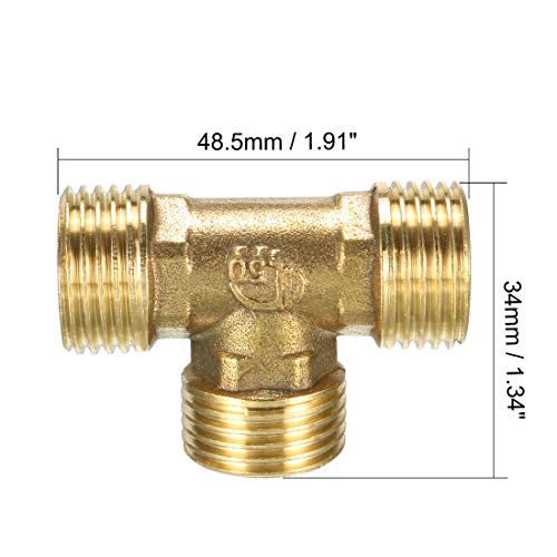 Conector tipo T uxcell con rosca macho de 1/2 PT para tuberías, pack de 2 unidades 4