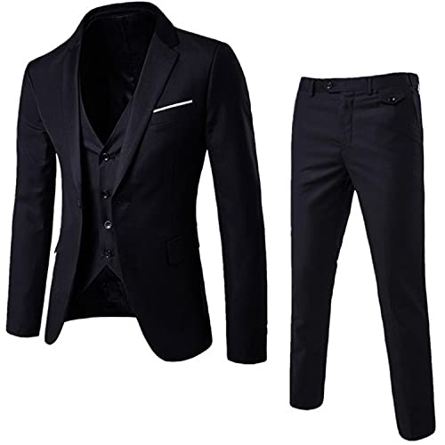 Maiyifu-GJ Elegant and Timeless Men's Tuxedo Suit - 3-Pieces, Slim-Fit Solid Color Jacket, Vest, and Pants
