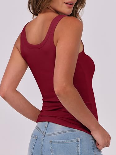 Image of ANRABESS Womens Sleeveless Scoop Neck Tank Top Ribbed Fitted Summer Basic Slim Cute Tops 2026