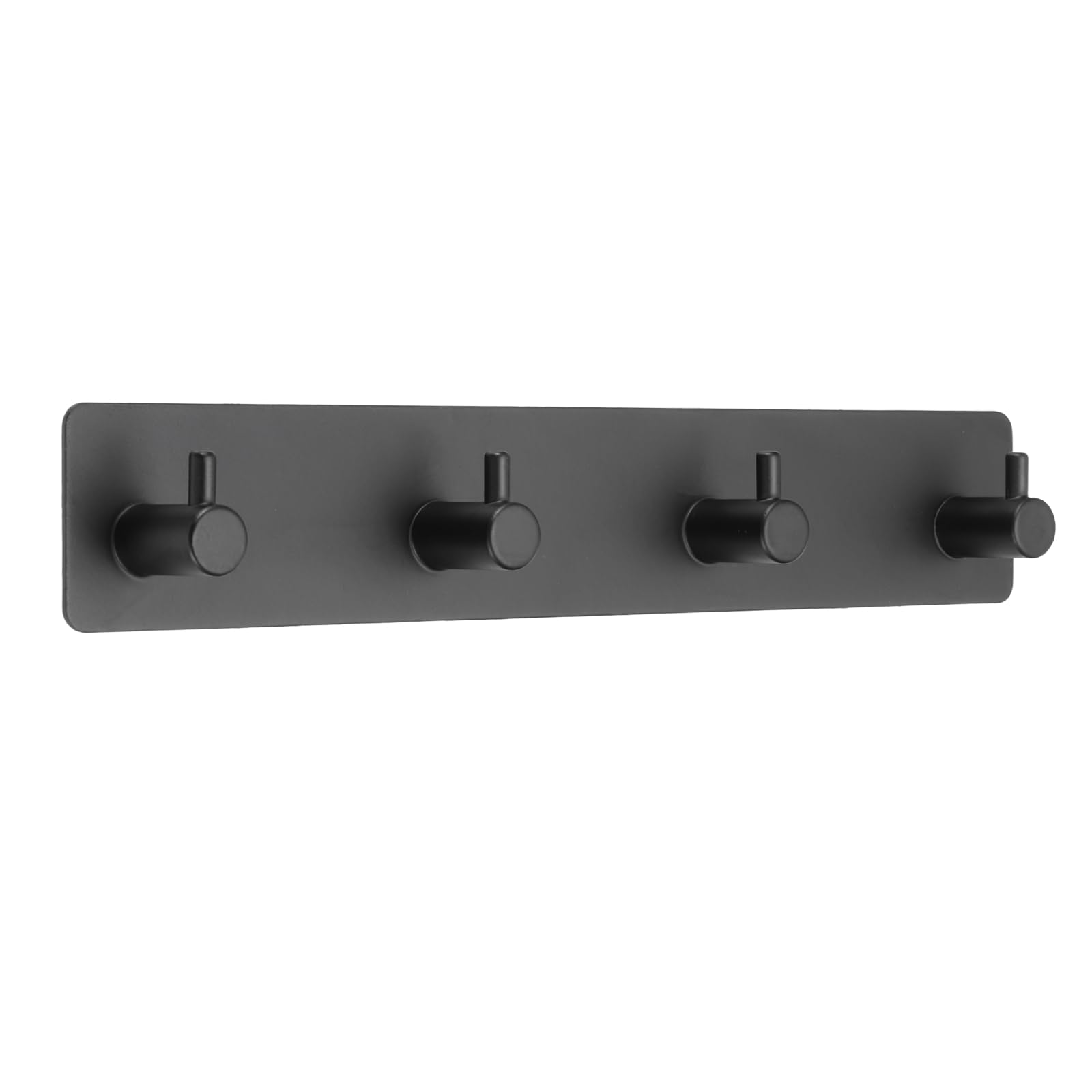 sourcing map 1Set Adhesive Towel Hooks, Stainless Steel Heavy Duty Wall Mount Stick on Towel Rack Hanger Organizer for Entryway Bathroom Bedroom Kitchen, 4 Hooks, Black